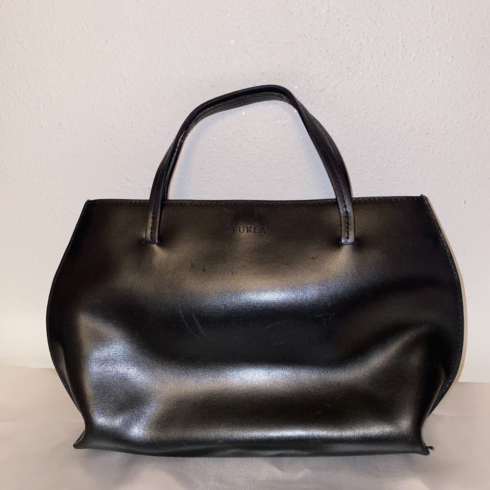 Furla black leather bag